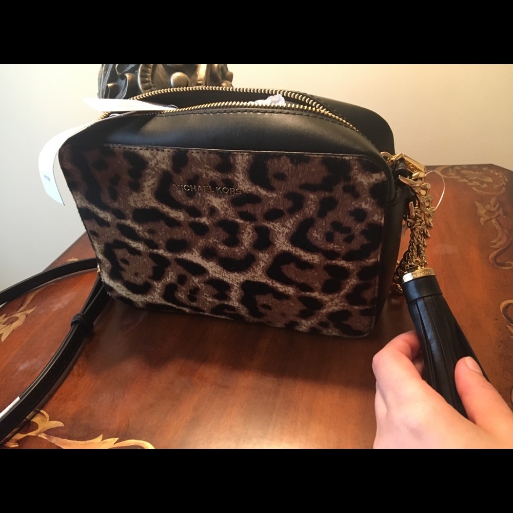 Michael Kors Leopard Camera Crossbody Bag